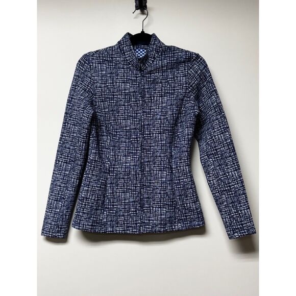 J. McLaughlin Jackets & Blazers - J. MCLAUGHLIN Navy/White Neoprene Zip Front Athletic Jacket, Sz S